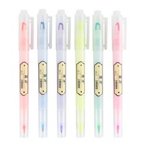 HAOCAI 캔디색 투시창 더블헤드 형광펜 6색, 1세트, 캔디색 형광펜 6종 세트