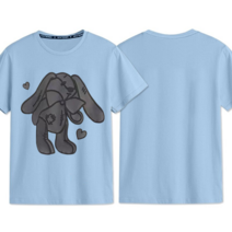 순면반팔티셔츠 남여스타일 슬픈토끼프린트 여름 코디