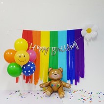 두돌 생일상 생일파티 풍선 파티스트리머 풍선가랜드 세트, 2.무지개SET