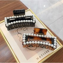 고급 여성 진주 숱많은 머리 사각 집게핀 학생 캐주얼 여신 짱짱한 단정한