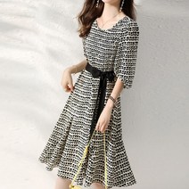 튤립허리리본반팔원피스