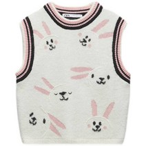 ZARA 자라 토끼띠 시리즈 키스봄 작은토끼 자수무늬 자카드 니트조끼 0021505