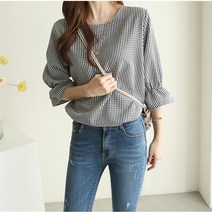 제이씨엠 여성용 루즈핏 체크 블라우스 쳐스 JCM059