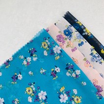 나염 폴리원단 플라워패턴 원피스원단 의류원단 소품만들기 꽃무늬패턴 패브릭원단 홈패브릭 4종, 쉬폰, 청록