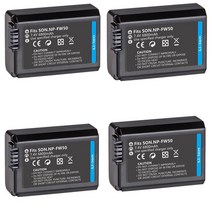 5 팩 6800mAh NP-FW50 카메라 배터리 세트 소니 AlphaA6000A6500A6300A6400A7A7IIA7RIIA7SIIA7SA7S2A7R, [04] 7.4V 6.8Ah 4PCS