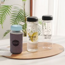 어썸 보틀 파우치 세트 아이스 미니 귀여운 텀블러 350ml 1+1, 4.트라이탄 500ml (뚜껑 블루)_보틀 디자인 랜덤