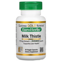 캘리포니아골드뉴트리션 CGN 밀크씨슬 175 mg 60정 베지캡슐 실리마린 유로허브, 1개