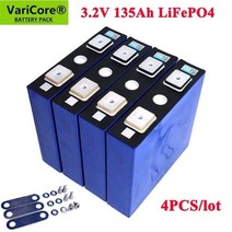 인산철배터리 4pcs varicore 3.2v 310ah 280ah 105ah lifepo4 배터리 3c 리튬 인산철 배터리 4s 12v 24v 골프 카트 요트 태양열 rv, 135ah 펀치 4pcs