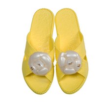 고급 플라워 장미 슬리퍼 거실화 사무실 실내화, ( 옐로우 )