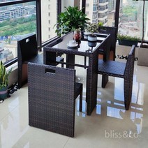 라탄테이블 감성 틈새 협탁 사이드테이블 북유럽 카페 입식 티 테이블 인테리어, 4개의 의자를 수납할 수 있는 상자 신제품