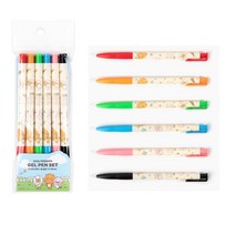 카카오프렌즈 6색 볼펜 세트 중성펜 0.48mm, 1개, 6색 볼펜세트