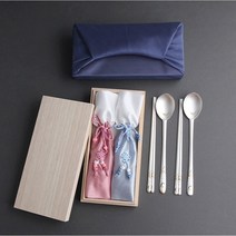 은수저선물세트 수복학 금부 손조각 은수저2벌 99% 24K 명절선물세트 금도금 부모님생신선물 선물용 퇴직자선물 창립기념품 결혼예물, 2p, 블루보자기