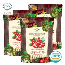 [푸른들판] 국내산 씨제거 산수유 분말 가루 500g 3봉 100프로, 단일속성, 3개