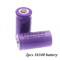 16340 리튬 이온 충전식 배터리 및 16340 충전기 CR123A 16340 배터리 2700mAh 37V 100 신제품, 01 2pcs Battery, 2pcs Battery