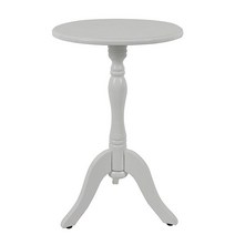 Decor Therapy Simplify 원형 받침대 액센트 사이드 테이블 61cm x 38.1cm 38.1cm(24인치 15인치 15인치) 허니넛 포함 160637, 새틴 화이트