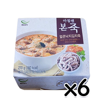 본죽 얼큰김치낙지죽 즉석용기컵 270g x 6개