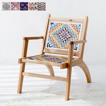 마켓비 CROSSSTICH 원목안락의자 망고나무, 레인보우패턴 02