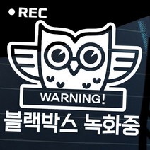 [뭉키데코] 주유구스티커_LSC-997_부엉이 블랙박스 녹화중 02, 화이트