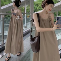 [고품질 M-4XL] PINKFUL 끈나시 원피스 여성 여름 무지 어깨끈 민소매 얇은 빅사이즈 3XL 캐주얼 패션 데일리 바캉스 20대/30대/40대 롱 맥시 a라인 스커트