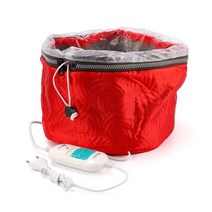 헤어스파 전기헤어캡 헤어전기모자 헤어스팀기 조절 가능한 가열 헤어 캡 스티머 영양 열처리 베이킹 오일 캡 간호 헤어 케어 스타일링 스파 홈 살롱 도구, 레드 EU 플러그 220V