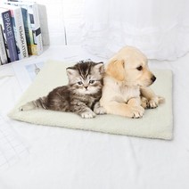 면이너텐트 난방텐트 애완견 매트 양털 코튼 개 침대 집 고양이 둥지 패드 난방 담요 60x45cm 미끄럼 방지 애완 동물 가족 가정 용품 1, [02] off white