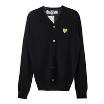[꼼데가르송] 하트 로고 패치 울 남성 가디건 P1N050 BLACK fw2021.