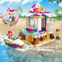 레고 호환 체리 바닷가 캠핑 바캉스 수상 레저 센터 워터파크 계몽 조립 블럭 여아 장난감, 2019번