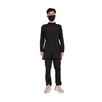애견미용가운 빅사이즈 미용사복 애견샵 동물병원 수의사 털 안붙는 유니폼, XL, 4 긴 지퍼  긴 검은색 소매