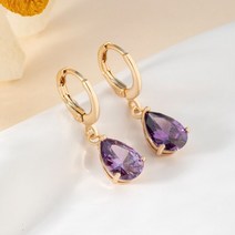 귀걸이 악세서리 여성 링 보석 기질 자수정 타원형 다이아몬드 세트 지르콘 개성 있는 워터 드롭 파티 웨딩 주얼리 선물