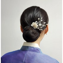모린 플라워 한복 올림머리 머리장식꽂이 한복뒤꽂이