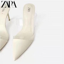 ZARA 자라 사선 하이힐 뮬 샌들 투명 PVC 스트랩 스틸레토