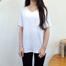 루즈핏 미니멀 U넥 실켓티 유넥 오버핏 무지 반팔 스판 티셔츠 흰색 카키 곤색 검정