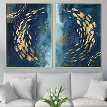 아트블루 풍수에 좋은 그림 물고기 황금 구어도 동물 풍수 인테리어 액자, 4번 물고기떼 double-C