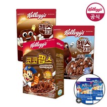 켈로그 시리얼 코코팝스 460g x 1개 + 오곡 첵스초코 570g x 1개 + 스노우초코볼 420g x 1개 + 미니시리얼 60g, 1세트
