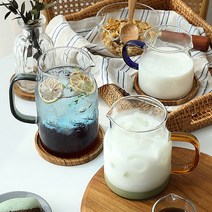 내열 유리컵 컬러 손잡이 저그 카페 머그컵, 그레이(800ml)