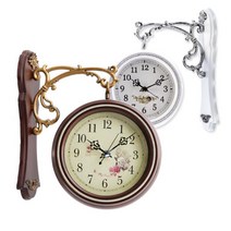 엔틱 프레임 양면시계/벽시계/인테리어, 색상:프레임 양면시계 - 브라운