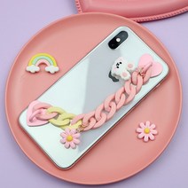 바니 꽃 핸드폰 스트랩 폰 스트랩 체인 하트고리 무광 우정 커플, 아이폰13pro, 노랑바니