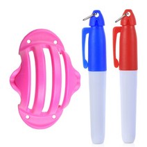 골프거리측정기 거리측정기 1set 골프 볼 라인 마커 트리플 트랙 3 크롬 스텐실 + 2pcs 마커 펜 골프 퍼팅 포지셔닝 보조 야외 골프 스포츠 도구, 분홍색
