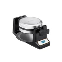 CRUX 벨기에 와플 메이커 180도 회전 아이언 3.6cm(1.4인치) 두께의 와플 디지털 LCD 디스플레이 코드 보관 논스틱 코팅 구리 악센트가 있는 블랙 지름 1