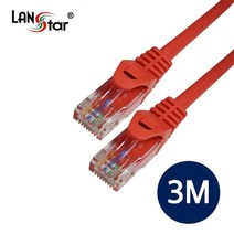 LANstar CAT.6 UTP 기가 랜케이블 3m/LS-6UTPD-3MR/레드/연선/기가비트/인터넷 케이블/50u 금도금/RJ45 8P8C 다이렉트/1Gbps 속도/250MHz