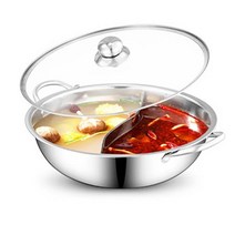 반반냄비 어묵탕냄비 훠궈 마라탕 사각 부대찌개 스텐 전골 인덕션 냄비 중국 뚜껑이 두꺼운 스테인레스 스틸 2 in 1 분할 핫팟 주방 요리 팬 커버 가스 스토브 쿠커, 28cm 분할 냄비뚜껑