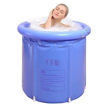 G Ganen 유니 휴대용 접이식 3겹 PVC 스파 욕조 독립형 아이스 욕조 74 9cm(29 5인치) 블루, Large