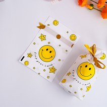 스마일 디자인포장봉투 50P 구디백 포장봉투 리본 일체형 비닐 선물포장 쿠키 사탕 어린이집 답례품 파우치 HDPE, 50개입