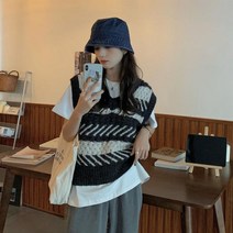 에프디 민소매 니트 나시 여자 박시 니트