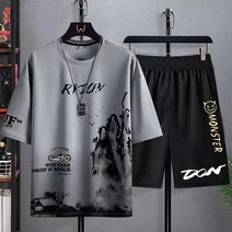 마이웨이 남성 초등 학생 여름 빅 사이즈 5부 반팔 티셔츠 반바지 세트