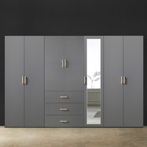 이엔 (800옷장+3서랍장+400거울옷장+이불장) 2800 장롱세트 시스템장 드레스룸 장농, 그레이