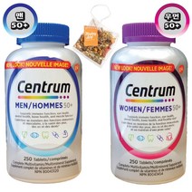 CENTRUM 센트룸 실버맨&실버우먼 250정 멀티종합비타민-2병(마이티리프 티백1개 증정! 캐나다 내수용), 2병, 914