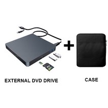 카드리더기 메모리외부 광학 USB DVD RW 노트북 버너 드라이브 SD/TF 카드 리더기 3.0 CD 플레이어 PC Mac, 03 Gray-B-Case