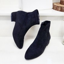 구두모모 v쉐입 스판 로우힐 앵클부츠 (3.5cm)