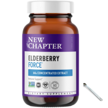New Chapter 뉴챕터 블랙 엘더베리 삼부커스 60개 비건 캡슐 64배 농축 설탕 (스푼 별도 배송)